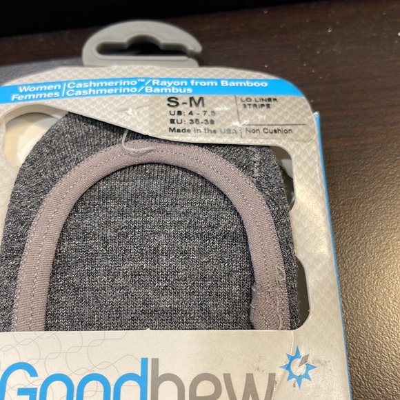 Goodhew Lo liner Stripe merino wool socks 2 pair pack size S/M - Picture 2 of 11